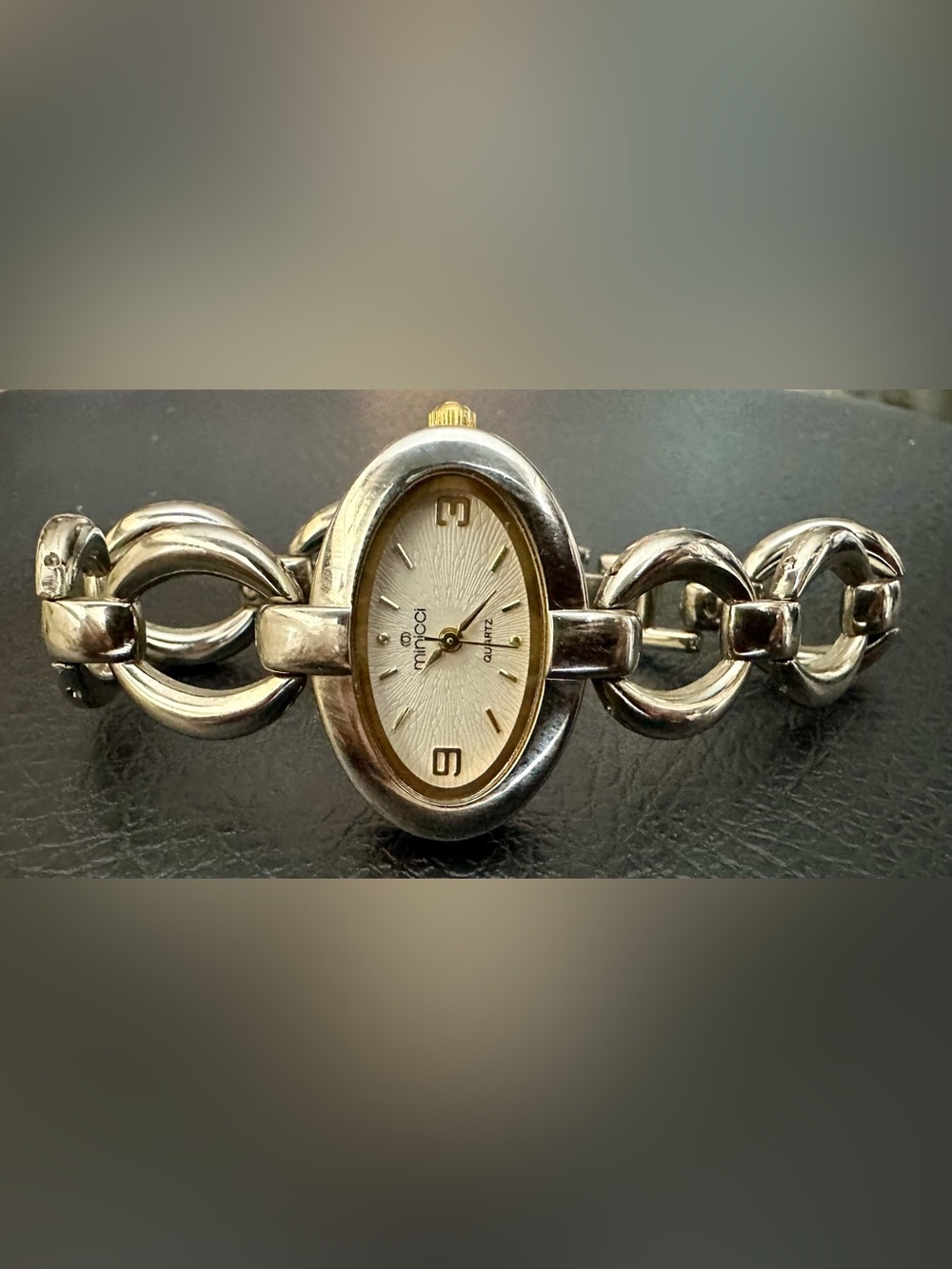 Minicci Silver and Gold-Tone Oval Bracelet Watch